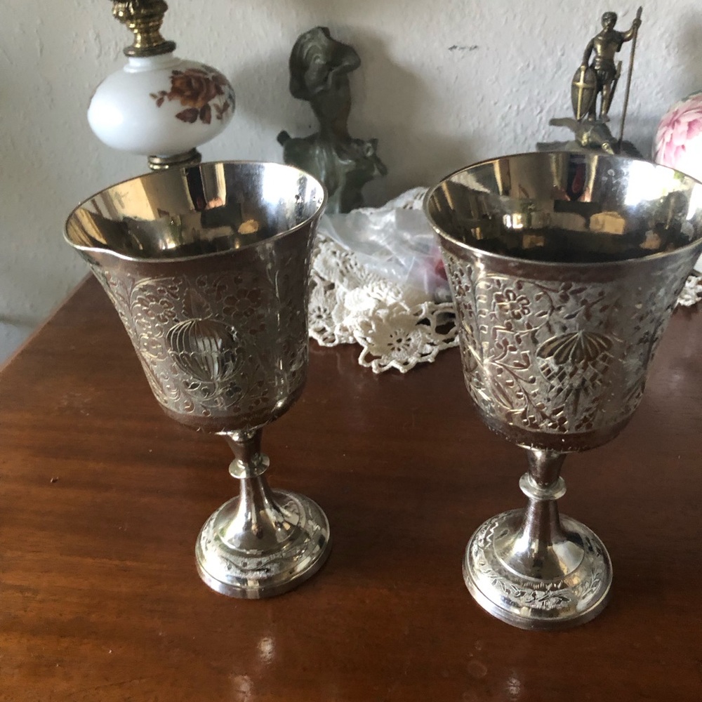 Elegant Stainless Steel w/Gold Accent Goblets- $50 or $45 w/offer